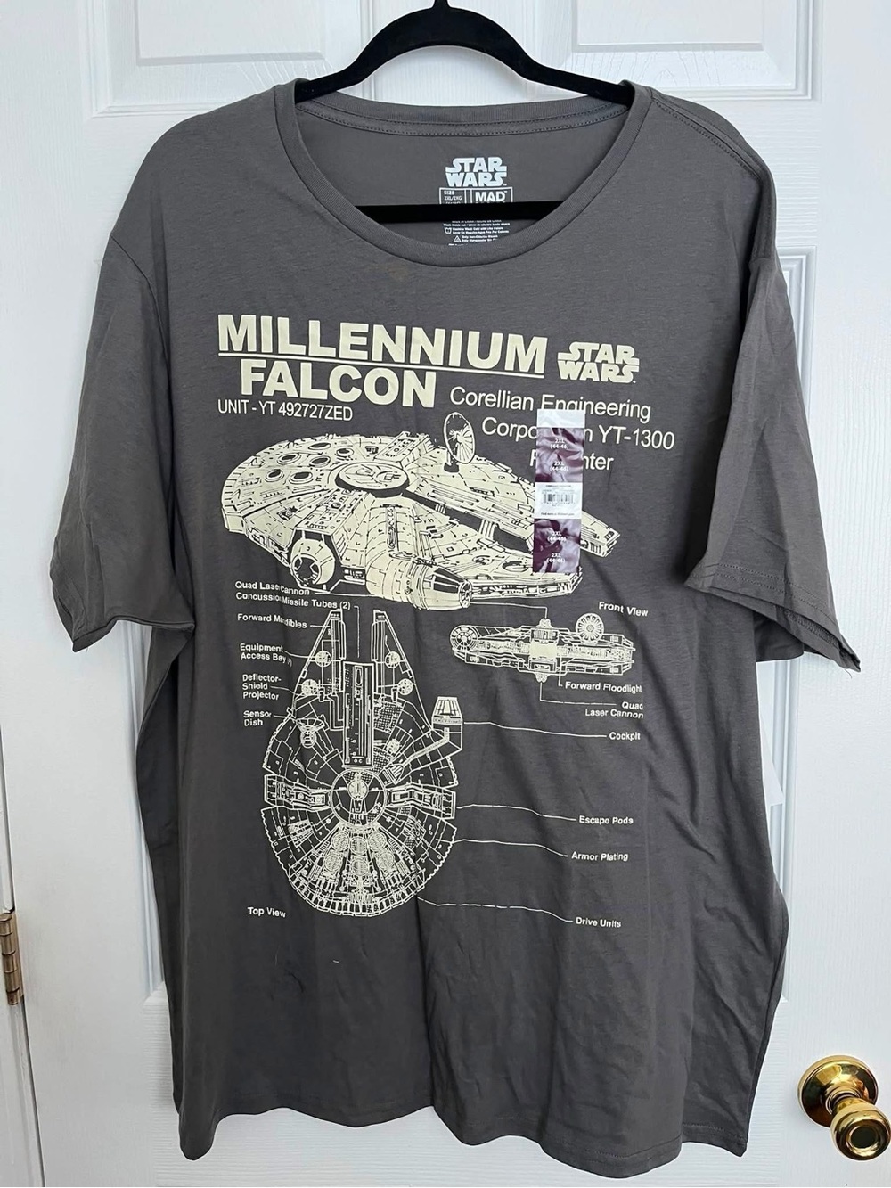 Star Wars Millennium Falcon Tee - Gray with Cream Print